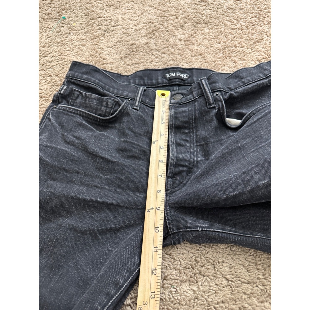 Tom Ford Mens Selvedge Button Fly Denim Jeans Straight Leg Washed Black  34 - Picture 7 of 11